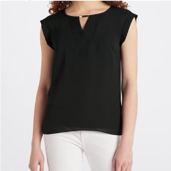 Fortune + ivy Catenia Hardware Detail Blouse black stitch fix size XS NWT - Picture 1 of 5